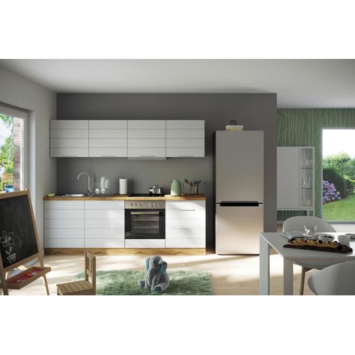 Küchenblock Florenz mit Geräten ca. 240 cm Weiß/Eiche