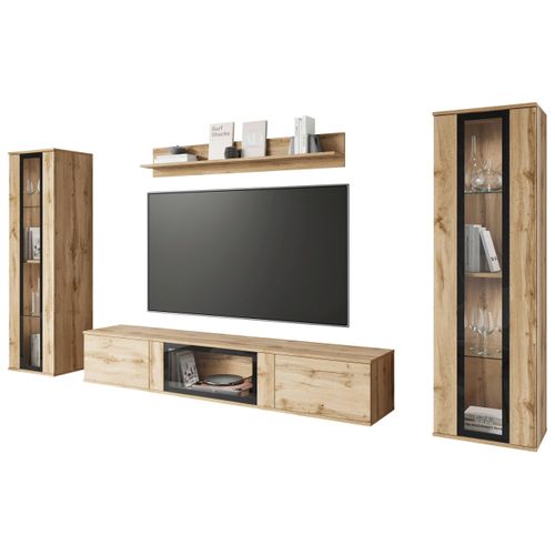 Wohnwand Caro Eiche Wotan ca. 262x141,9x33cm