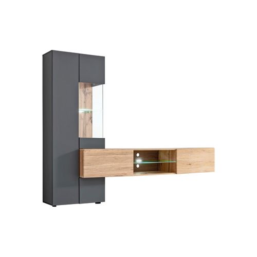 Wohnwand Try Anthrazit/Eiche Wotan
