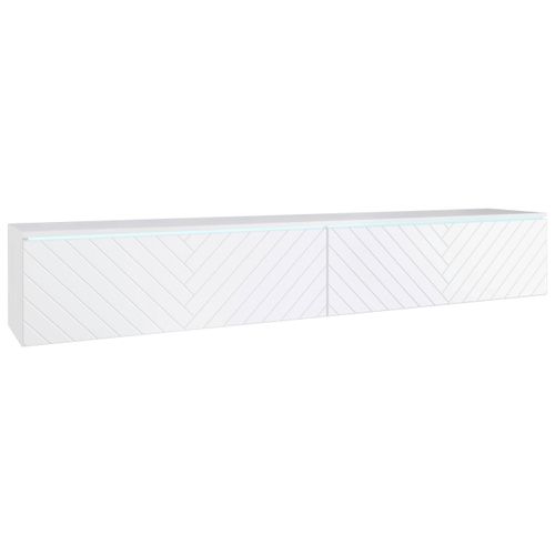 Lowboard ca. 180x30 cm mit LED Fischgräte Weiß