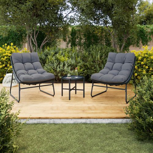 Balkonset Elia Grau Metall/Outdoorstoff