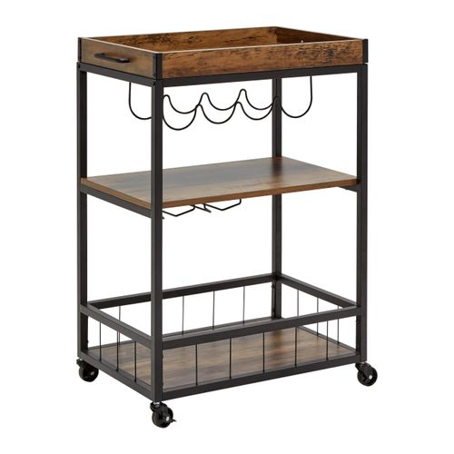 Servierwagen Madras Naturfarben/Schwarz