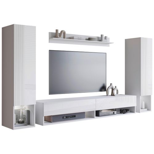 Wohnwand Amadeo Weiß/Hochglanz