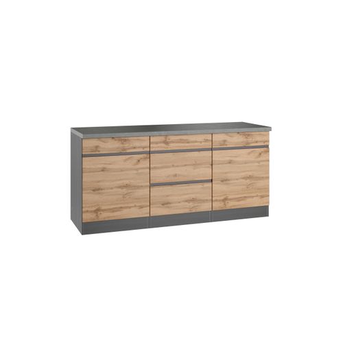 Küchenunterschrank Turin ca. 180x86 cm Graphit/Eiche