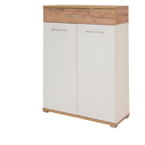Schuhschrank in Weiß/Eichefarben