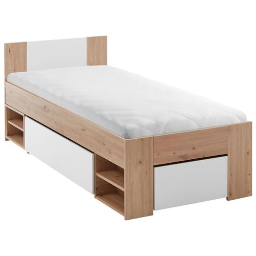 Bett Azurro 2-90 Weiß/Eiche Artisan