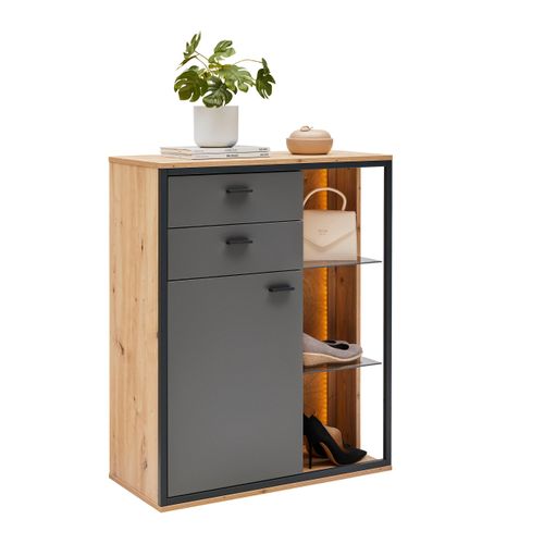 Schuhschrank Florenz Grau/Eiche Artisan