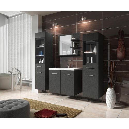 Badmöbel-Set 5-tlg. Madrit mit LED ca. 120 cm Anthrazit