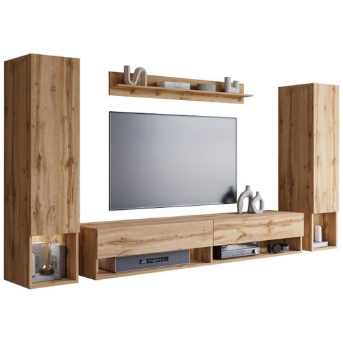 Wohnwand Amadeo Eiche Wotan ca. 245x130x32cm