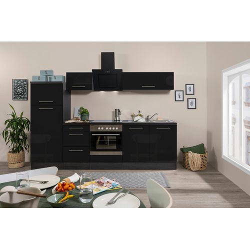 Küchenzeile mit Geräte Schwarz Hochglanz B: ca. 270 cm
