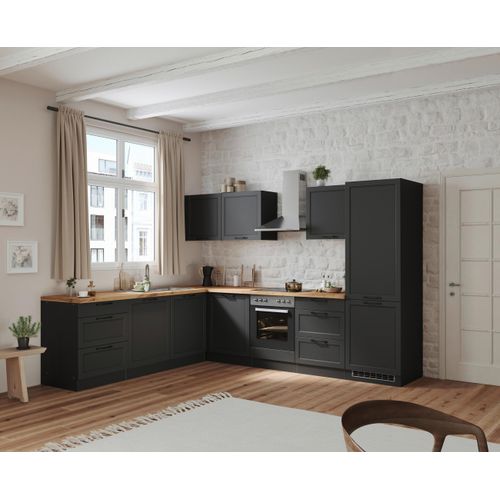 Eckküche Meran mit Geräten ca. 240x300 cm Grau/Eiche