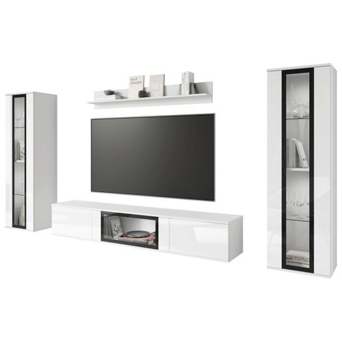 Wohnwand Caro Weiß/Hochglanz