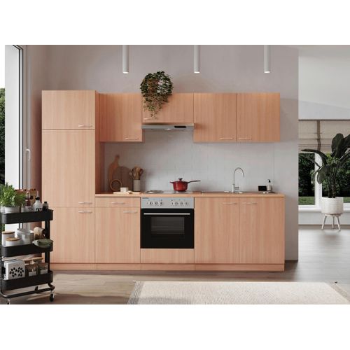 Küchenblock Gerda mit Geräten ca. 270 cm Buchefarben