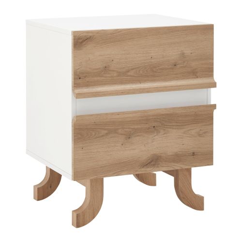Nachttisch Vira Weiß/Kieferfarben Echtholz