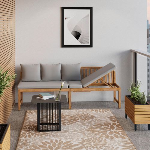 Gartenbank Junoa Grau Akazie/Outdoorstoff
