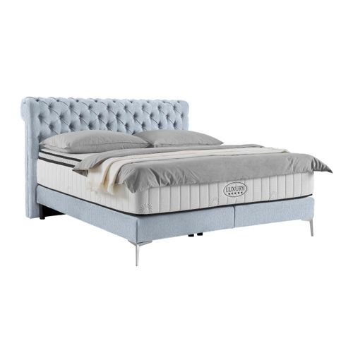 Boxspringbett Queen in Blaugrau ca. 160x200cm