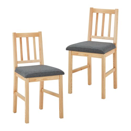 Holzstuhl-Set Massivholz, 'Nicolas', grau, aus Kiefer