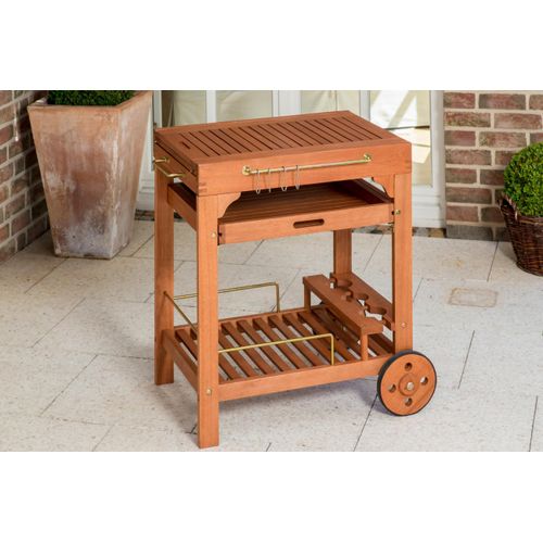 Garten-Servierwagen aus Eukalyptus, natur