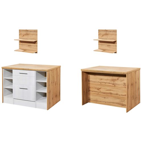 Kücheninsel Anton ca.124x91x90 cm Weiß, Lärchefarben