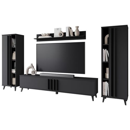 Wohnwand Helsinki Schwarz ca. 270x140x33cm