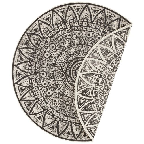 Flachwebeteppich Lilja Creme/Schwarz Ø ca. 100cm