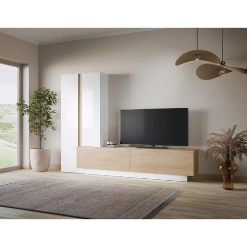 Wohnwand Milazzo Weiß/Eichefarben