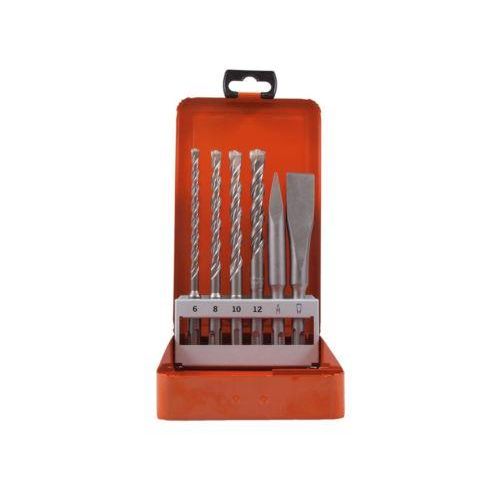 Projahn Hammerbohrer-Meißel-Set, 6-teilig, SDS-plus, Ø 6-8-10-12 mm, Spitz- und Flachmeißel, Länge 140-200 mm
