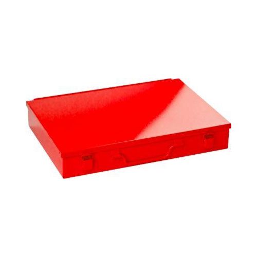 Sortimentskoffer ADB, leer, 6-fache Einteilung, abschließbar, mit Griff, B 330 x T 230 x H 50 mm, Stahl & ABS-Kunststoff, verkehrsrot RAL 3020