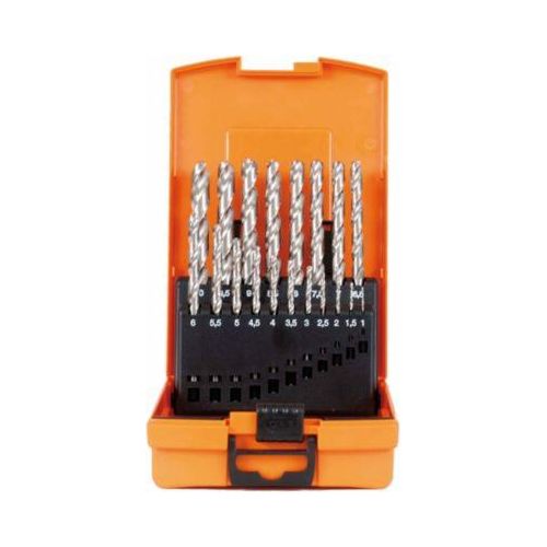 Projahn Spiralbohrer-Set, HSS-G, 19-teilig, Ø 1–10 mm / 0,5 mm Schritte, Kunststoffkassette, DIN 338 Typ N, kurzer Typ, Zylinderschaft