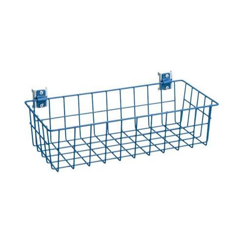 Drahtkorb WFI, für Lochplatten mit Lochgröße 9 x 9 mm & Lochabstand 38 mm, L 385 x B 180 x H 100 mm, Stahl, blau