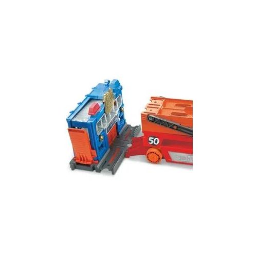 Hot Wheels Mega-Truck für Spielzeugautos, Spielzeug LKW mit Platz für 50 Autos