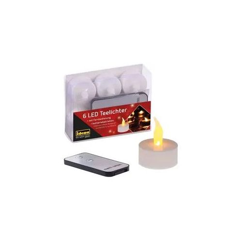 Idena LED Teelichter batteriebetrieben mit Fernbedienung Ø4x4,5cm 6 Stück