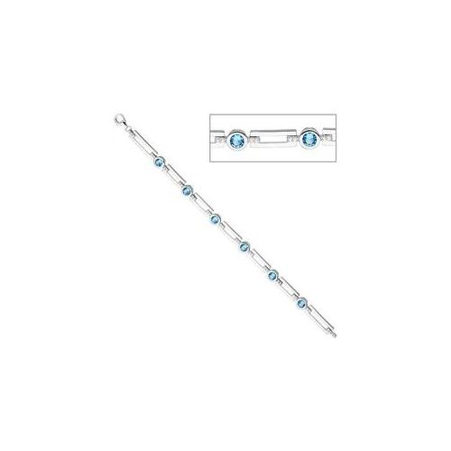 Silberarmband JOBO, silber (silber 925), Armbänder, Damen, 19cm, Silber 925 (Sterlingsilber), Silberarmband, 925 Silber mit blauen und weißen Zirkonia 19 cm