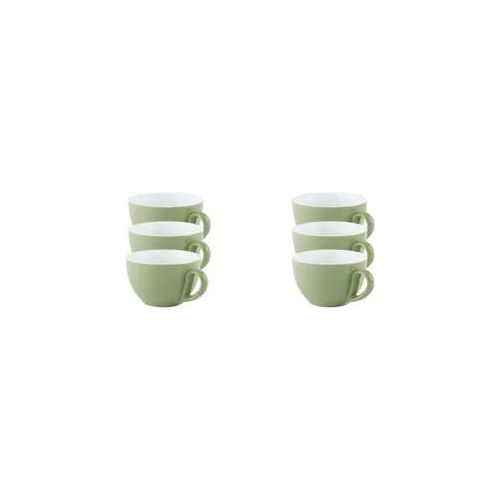 Cappuccinotasse APS "6er Set Cappuccino Tassen -SNUG-", grün, H:6,5cm Ø:10,5cm, Porzellan, Trinkgefäße, Cappuccinotasse, für Heißgetränke aller Art geeignet