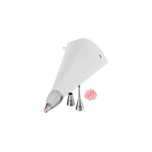 Spritzbeutel GEFU "DECORE SET", weiß, H:5cm L:20cm T:5cm, Baumwolle, Edelstahl 18/10, Kunststoff, Spritzbeutel, verzieren von Kuchen