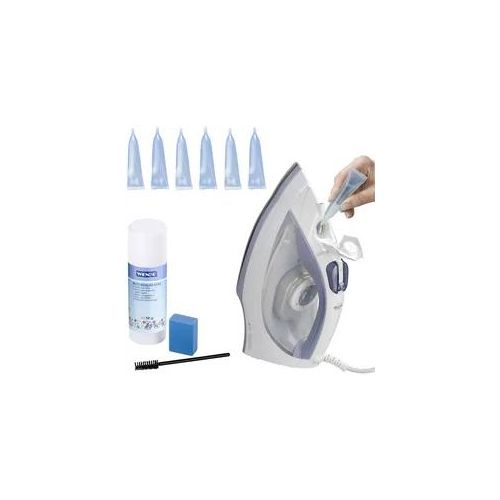 Reinigungs-Set WENKO "Bügeleisenreinigungsset", blau, H:11,5cm Ø:3,5cm, Kunststoff, Reinigungs-Sets, Reinigungsmittel, Radiergummi, Blitzbügler-Stift, Spezial-Bürste und Entkalker
