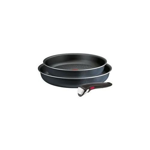 Pfannen-Set TEFAL "Ingenio So'Light, Pfannenset abnehmbarer Griff, Light Tech Technologie", schwarz, B:31cm H:6cm L:35cm Ø:28cm, Pfannen, stapelbar, platzsparend, einfache Reinigung, Induktion, L72391