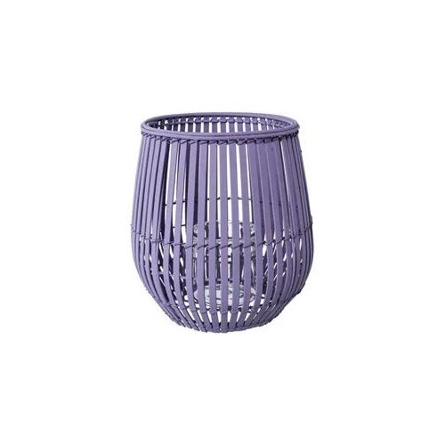 Windlicht CREATIV HOME "Kerzenhalter Bambus", lila (lavendel), H:25cm Ø:25cm, Glas, Kerzenhalter, Windlicht, Höhe ca. 25 cm