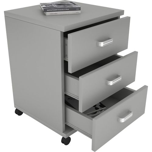 Container VCM "Holz Rollcontainer Bürocontainer Schublade Tobila", grau, B:45cm T:44cm, Rollwagen, Rollcontainer