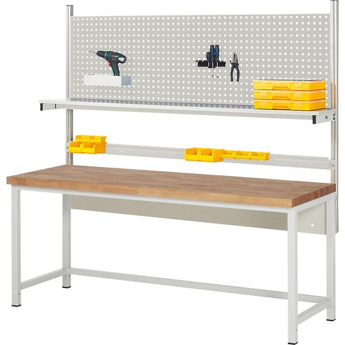 eurokraft pro Werkbank mit Systemaufbau Serie 8000, mit Systemaufbau 1, BxT 2000 x 700 mm