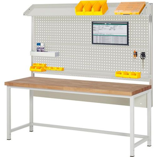 eurokraft pro Werkbank mit Systemaufbau Serie 8000, mit Systemaufbau 2, BxT 2000 x 700 mm