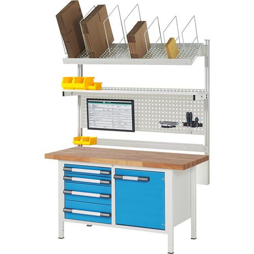 eurokraft pro Werkbank mit Systemaufbau Serie 8000, mit Systemaufbau 7, BxT 1500 x 700 mm