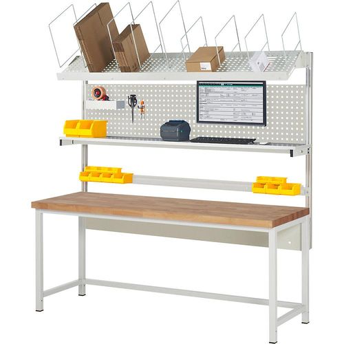 eurokraft pro Werkbank mit Systemaufbau Serie 8000, mit Systemaufbau 3, BxT 2000 x 700 mm