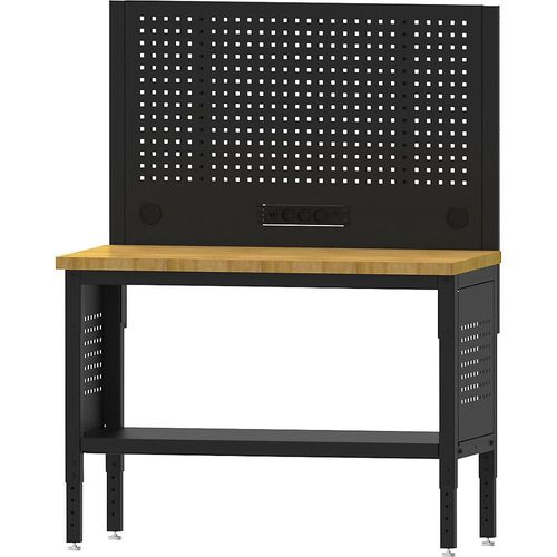 Werkbank BLACKLINE, ohne Unterbauschrank, mit Lochwand, Plattenbreite 1524 mm kaiserkraft