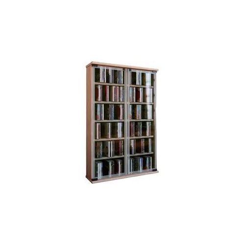 Media-Regal VCM "Holz CD DVD Stand Regal Schrank Galerie Glastür", braun (sonoma, eiche (sägerau)), B:60cm T:18cm, Regale