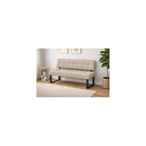 Sitzbank HOME AFFAIRE "Mia Küchenbank, Polsterbank, Esszimmerbank, 141x64 cm", beige, schwarz, B:141cm H:86,5cm T:61cm, Massivholz, Metall, Polyester, Sitzbänke, Sitzbank, Moderne Bank und Farben, Sitzplatzanzahl: 2-3, Frei in Raum stellbar