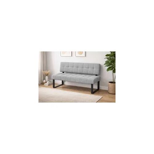 Sitzbank HOME AFFAIRE "Mia Küchenbank, Polsterbank, Esszimmerbank, 141x64 cm", hellgrau, schwarz, B:141cm H:86,5cm T:61cm, Massivholz, Metall, Polyester, Sitzbänke, Sitzbank, Moderne Bank und Farben, Sitzplatzanzahl: 2-3, Frei in Raum stellbar