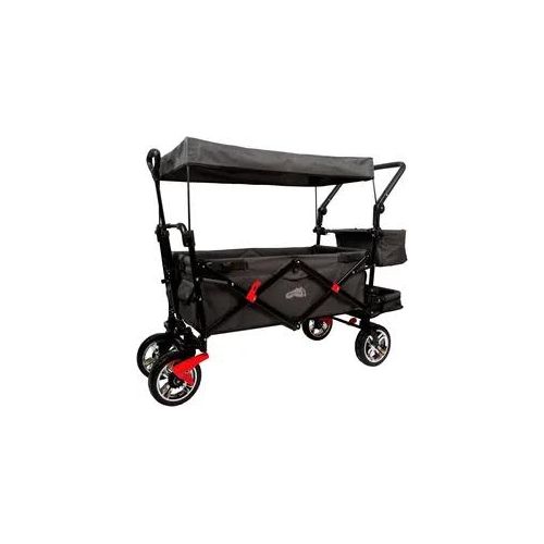 Bollerwagen SMALL FOOT "Bollerwagen mit Dach", bunt, Bollerwagen, Kinder, Kunststoff, Metall, Stoff, mit Regencover, faltbar