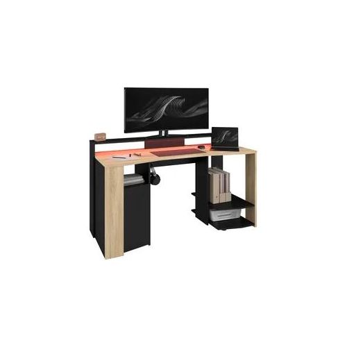 Gamingtisch PARISOT "Meta 1", eiche nachbildung, eiche nachbildung, schwarz, eiche nachbildung, B:152cm H:88cm T:60cm, Tische