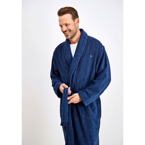 Bademantel BISON "Bademantel", Herren, Gr. L, blau (dk blau), Obermaterial: 100% Baumwolle, Hausmäntel Bademantel